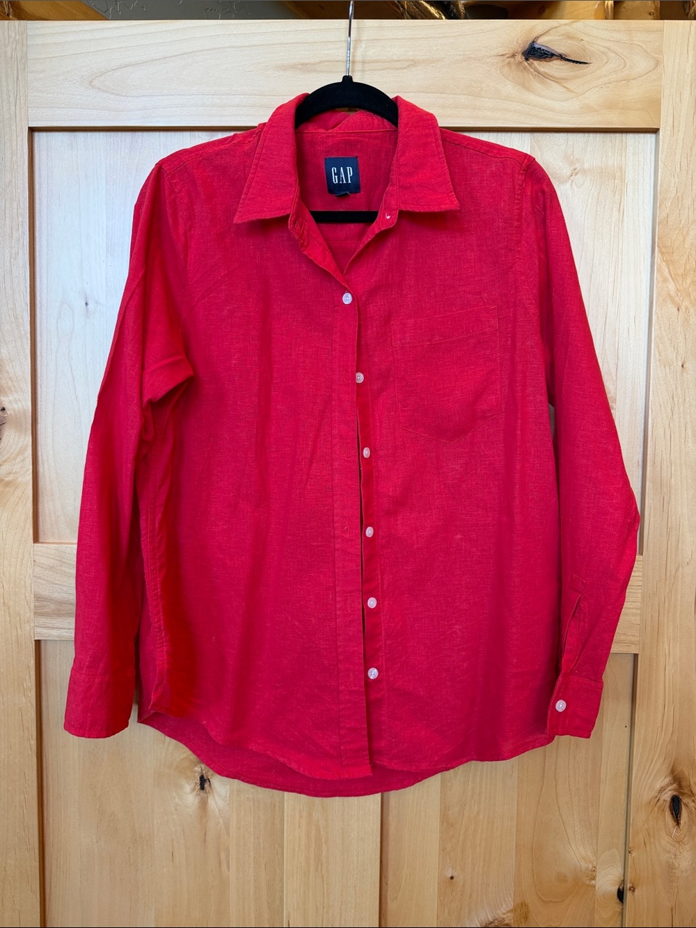 NWOT GAP Red Linen Blend Button Down Shirt Blouse Women’s Medium